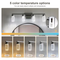 Emong 4Light Chrome Bathroom Light Fixtures Dimmable 5Cct Led Vanity Lights With Clear Glass 2700K6500K Adjustable Crystal Bub