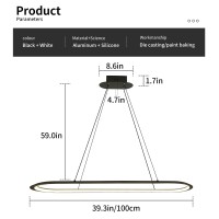 Matven Island Lights Linear Pendant Light Led Dimmable Hanging Light Fixture 3000K6500K With Remote Control Chandeliers For D