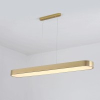 Riankh Modern Pendant Lamp Led Dimmable With Remote Control, Long Bar Pendant Light Height Adjustable Living Room Lamp Linear Ceiling Lamp Bedroom Dining Room Dining Table Hanging Lamp (Color : Gold