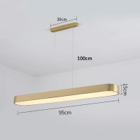 Riankh Modern Pendant Lamp Led Dimmable With Remote Control, Long Bar Pendant Light Height Adjustable Living Room Lamp Linear Ceiling Lamp Bedroom Dining Room Dining Table Hanging Lamp (Color : Gold