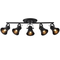 Keesfu 5Light Track Lighting Kit Black Semi Flush Mount Ceiling Light With 5 Rotatable Light Heads Modern Accent Lighting For L