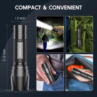 Wdtpro Led Flashlight High Lumens Sr2000 Pro 2 Pack Brighter Tactical Flashlights With 5 Modes Zoomable Powerful Mini Flas