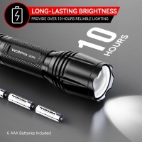 Wdtpro Led Flashlight High Lumens Sr2000 Pro 2 Pack Brighter Tactical Flashlights With 5 Modes Zoomable Powerful Mini Flas