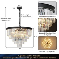 A Axilixi Large Crystal Chandelier Modern Black 30 Round Chandeliers For Staircase K9 5Tier Large Ceiling Chandelier Light Fi