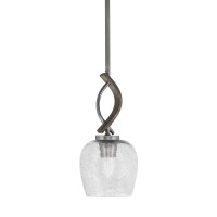 Monterey Stem Hung Mini Pendant, Graphite & Painted Distressed Wood-Look Metal Finish, 6