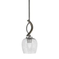 Monterey Stem Hung Mini Pendant, Graphite & Painted Distressed Wood-Look Metal Finish, 6