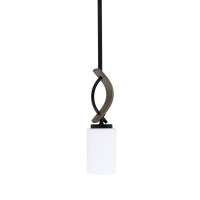 Monterey Stem Hung Mini Pendant, Matte Black & Painted Distressed Wood-Look Metal Finish, 4