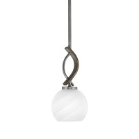 Monterey Stem Hung Mini Pendant, Graphite & Painted Distressed Wood-Look Metal Finish, 5.75