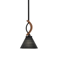 Monterey Stem Hung Mini Pendant, Matte Black & Painted Wood-Look Metal Finish, 7