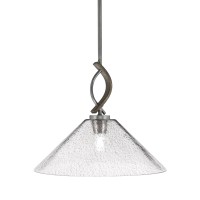 Monterey Stem Hung Mini Pendant, Graphite & Painted Distressed Wood-Look Metal Finish, 16