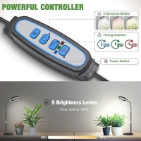 Garpsen Grow Lights For Indoor Plants 80 Leds Full Spectrum Desk Plant Light With Timer For 6H12H16H 5 Dimmable Levels Fle