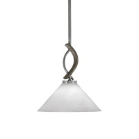 Monterey Stem Hung Mini Pendant, Graphite & Painted Distressed Wood-Look Metal Finish, 12