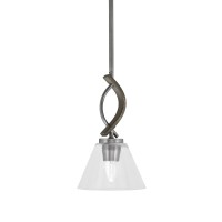 Monterey Stem Hung Mini Pendant, Graphite & Painted Distressed Wood-Look Metal Finish, 7