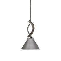 Monterey Stem Hung Mini Pendant, Graphite & Painted Distressed Wood-Look Metal Finish, 7