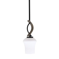 Monterey Stem Hung Mini Pendant, Matte Black & Painted Distressed Wood-Look Metal Finish, 5.5