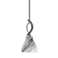 Monterey Stem Hung Mini Pendant, Graphite & Painted Distressed Wood-Look Metal Finish, 6.25