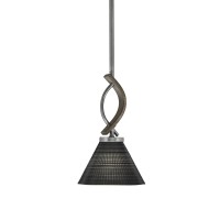 Monterey Stem Hung Mini Pendant, Graphite & Painted Distressed Wood-Look Metal Finish, 7