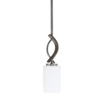 Monterey Stem Hung Mini Pendant, Graphite & Painted Distressed Wood-Look Metal Finish, 4