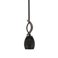 Monterey Stem Hung Mini Pendant, Matte Black & Painted Distressed Wood-Look Metal Finish, 5