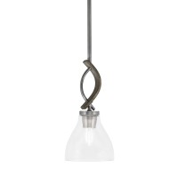 Monterey Stem Hung Mini Pendant, Graphite & Painted Distressed Wood-Look Metal Finish, 6.25