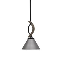 Monterey Stem Hung Mini Pendant, Matte Black & Painted Distressed Wood-Look Metal Finish, 7