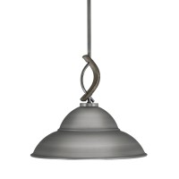 Monterey Stem Hung Mini Pendant, Graphite & Painted Distressed Wood-Look Metal Finish, 16