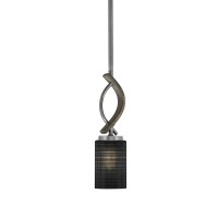 Monterey Stem Hung Mini Pendant, Graphite & Painted Distressed Wood-Look Metal Finish, 4