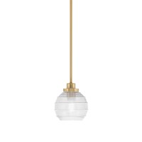 Odyssey Stem Hung Mini Pendant, New Age Brass Finish, 6