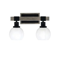 Tacoma 2 Light Bath Bar, Matte Black & Painted Distressed Wood-Look Metal Finish, 5.75