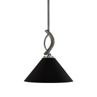 Monterey Stem Hung Mini Pendant, Graphite & Painted Distressed Wood-Look Metal Finish, 14