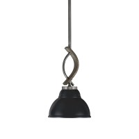 Monterey Stem Hung Mini Pendant, Graphite & Painted Distressed Wood-Look Metal Finish, 7