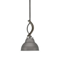 Monterey Stem Hung Mini Pendant, Graphite & Painted Distressed Wood-Look Metal Finish, 7