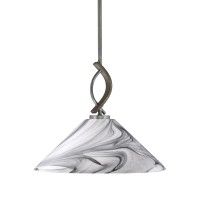 Monterey Stem Hung Mini Pendant, Graphite & Painted Distressed Wood-Look Metal Finish, 16