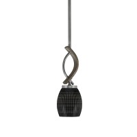 Monterey Stem Hung Mini Pendant, Graphite & Painted Distressed Wood-Look Metal Finish, 5