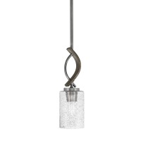 Monterey Stem Hung Mini Pendant, Graphite & Painted Distressed Wood-Look Metal Finish, 4