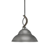 Monterey Stem Hung Mini Pendant, Graphite & Painted Distressed Wood-Look Metal Finish, 13