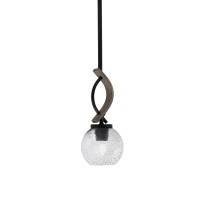 Monterey Stem Hung Mini Pendant, Matte Black & Painted Distressed Wood-Look Metal Finish, 5.75