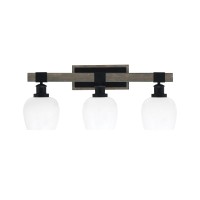 Tacoma 3 Light Bath Bar, Matte Black & Painted Distressed Wood-Look Metal Finish, 6