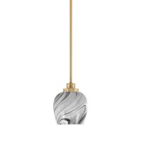 Odyssey Stem Hung Mini Pendant, New Age Brass Finish, 6