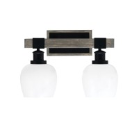 Tacoma 2 Light Bath Bar, Matte Black & Painted Distressed Wood-Look Metal Finish, 6