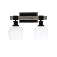 Tacoma 2 Light Bath Bar, Matte Black & Painted Distressed Wood-Look Metal Finish, 6