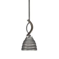 Monterey Stem Hung Mini Pendant, Graphite & Painted Distressed Wood-Look Metal Finish, 6