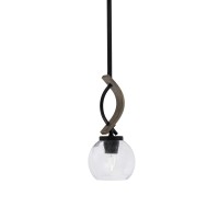 Monterey Stem Hung Mini Pendant, Matte Black & Painted Distressed Wood-Look Metal Finish, 5.75