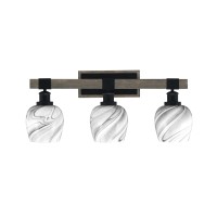 Tacoma 3 Light Bath Bar, Matte Black & Painted Distressed Wood-Look Metal Finish, 6