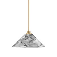 Odyssey Stem Hung Mini Pendant, New Age Brass Finish, 16