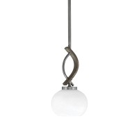 Monterey Stem Hung Mini Pendant, Graphite & Painted Distressed Wood-Look Metal Finish, 7