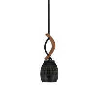 Monterey Stem Hung Mini Pendant, Matte Black & Painted Wood-Look Metal Finish, 5