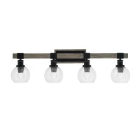 Tacoma 4 Light Bath Bar, Matte Black & Painted Distressed Wood-Look Metal Finish, 5.75