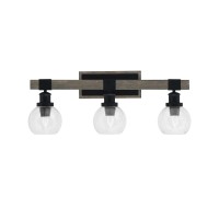 Tacoma 3 Light Bath Bar, Matte Black & Painted Distressed Wood-Look Metal Finish, 5.75