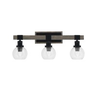 Tacoma 3 Light Bath Bar, Matte Black & Painted Distressed Wood-Look Metal Finish, 5.75